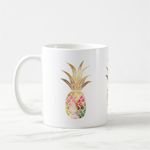 Café Taza de Piña Dorada Acuarela