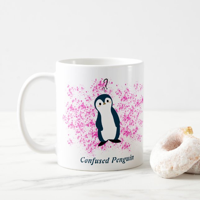Café Taza de pingüino confundido (Con donut)