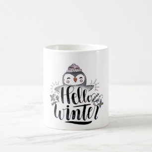 Café Taza de pingüino de invierno Hello