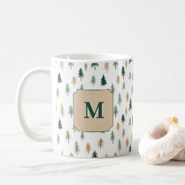 Café Taza de pino con inicial personalizada | Monograma
