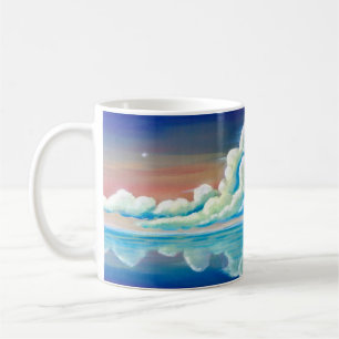 Café Taza de pintura al atardecer