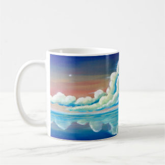 Café Taza de pintura al atardecer