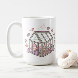 Café Taza de píxeles de hongo de invernadero Kawaii