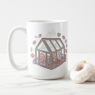 Café Taza de píxeles de hongo de invernadero Kawaii