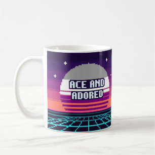 Café Taza de píxeles de orgullo ace y adorada