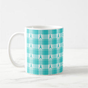 Café Taza de Plaid de Concientización sobre el Cáncer d