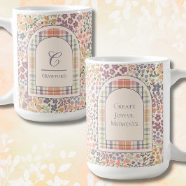 Café Taza de Plaid Floral Personalizada – Nombre y Cita