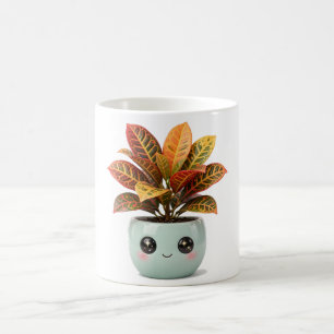 Café Taza de planta de interior Croton Kawaii