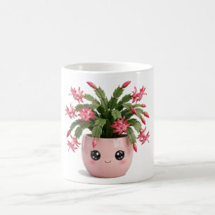 Café Taza de planta interior Kawaii Cactus de Navidad