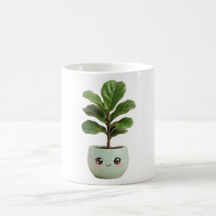 Café Taza de planta interior Kawaii de higuera de hoja