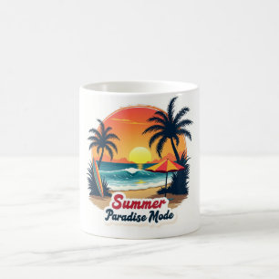 Café Taza de Playa Retro Modo Paraíso de Verano