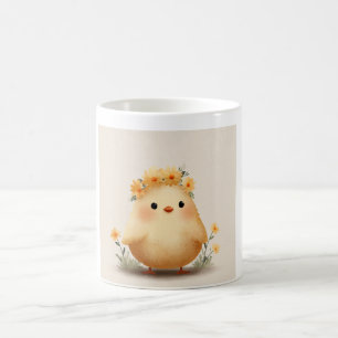Café Taza de pollito lindo de primavera   Flor de marga