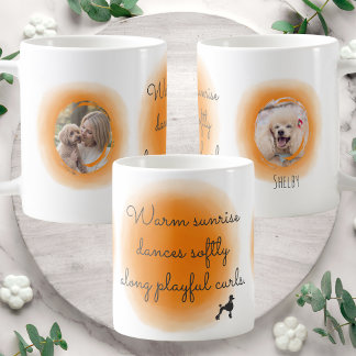 Café Taza de Poodle personalizada en acuarela de naranj