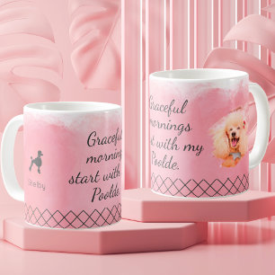 Café Taza de Poodle Rosa Pastel – Nombre y Foto Persona