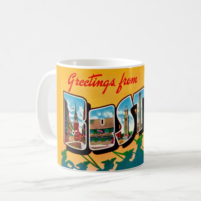 Café Taza de postal antigua de Boston (Anverso izquierdo)