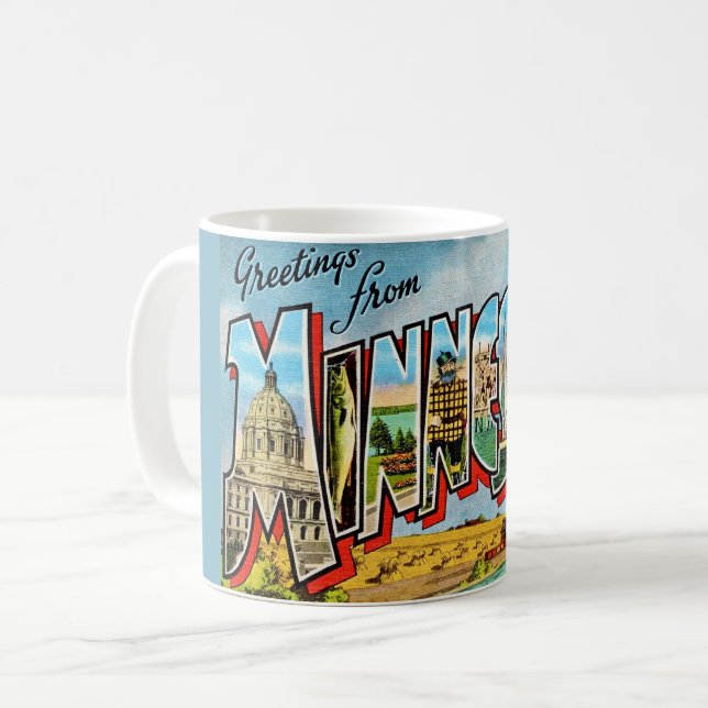 Café Taza de postal antigua de Minnesota (Anverso izquierdo)