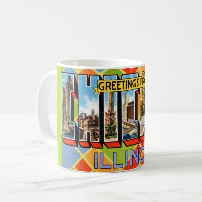 Café Taza de postal de Chicago (Anverso izquierdo)