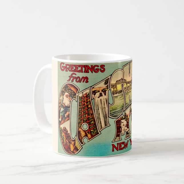 Café Taza de postal muy vintage de Catskill (Anverso izquierdo)
