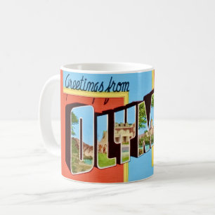 Café Taza de postal retro Olympia WA