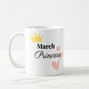Café Taza de Princesa de Marzo – Diseño de Corona Dorad