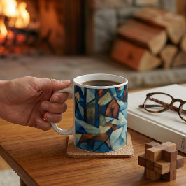Café Taza de pueblo invernal expresionista cubista