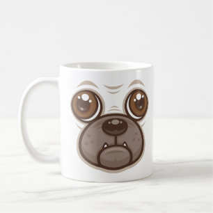 Café Taza de Pug de Dibujos Animados Cara de Perro