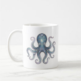 Café Taza de Pulpo Celestial Arte de Línea de Lujo