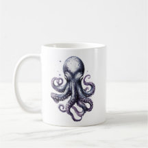 Taza de pulpo de vida oceánica