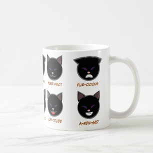 Café Taza de Punny Halloween del gato negro