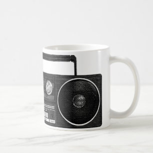 Café Taza de radio del vintage (negro)