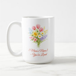 Café Taza de ramo de flores personalizado para el día d