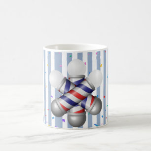 Café Taza de rayas azules y blancas Poste de barbero