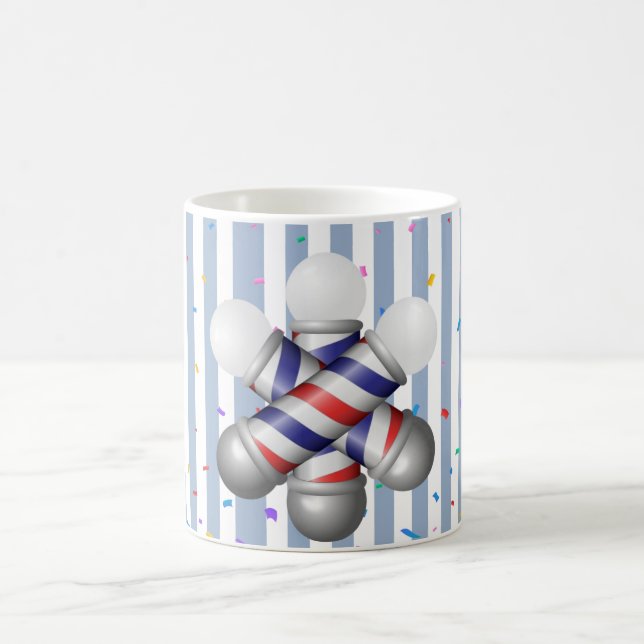 Café Taza de rayas azules y blancas Poste de barbero (Centro)