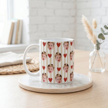 Taza de rayas con foto personalizada | Cara de beb