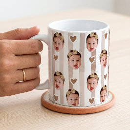 Café Taza de rayas con foto personalizada | Cara de beb
