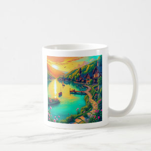 Café Taza de Reflexión de la Puesta de Sol Serena