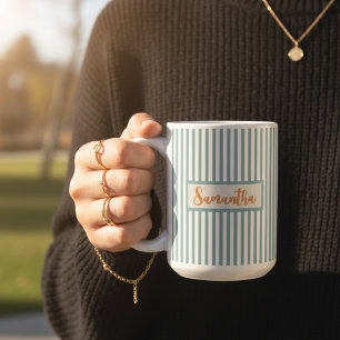 Café Taza de regalo con nombre personalizado a rayas pa