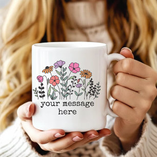 Café Taza de regalo con texto personalizado Flor silves