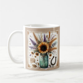 Café Taza de regalo de girasol occidental rústico