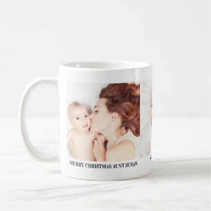 Café Taza de regalo de Navidad con tres fotos para tías