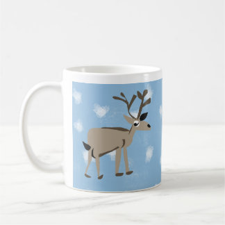 Café Taza de renos de invierno adorables y copos de nie