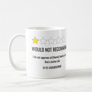 Café Taza de reseña de 1 estrella para compañero de tra