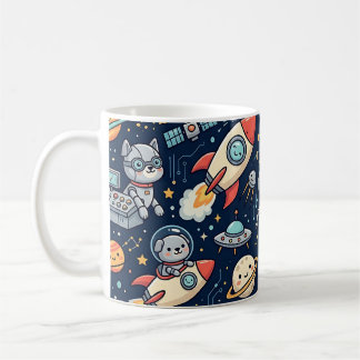 Café Taza de robot espacial perro lindo