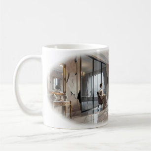 Café Taza de romance embrujado en una habitación fractu