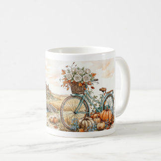 Café Taza de rosas blancas vintage y calabaza de Hallow
