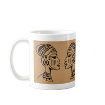 Taza de rostro tribal africano abstracto | Línea m