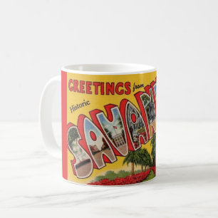 Café Taza de saludo con postal de Savannah Georgia
