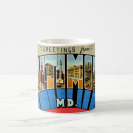 Café Taza de saludo retro de Baltimore