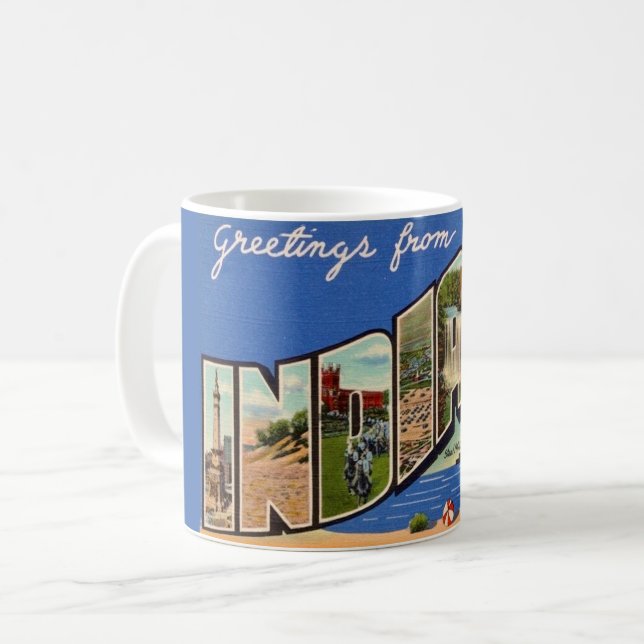 Café Taza de saludo retro de Indiana (Anverso izquierdo)