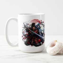 Café Taza de Samurái y Lobo Blanco | Fantasía del Guerr
